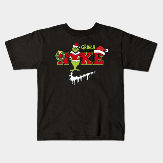 Funny Christmas Grinch Nke Christmas Grinch Snow Kids T-Shirt by Archer Expressionism Style